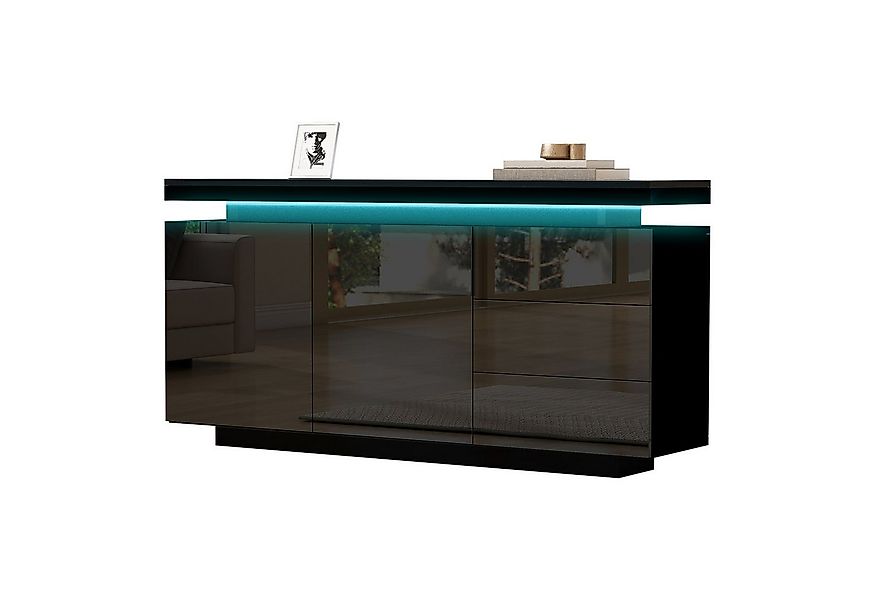 Merax Sideboard hochglanz mit LED inkl. Fernbedienung, Schubkastenkommode, günstig online kaufen