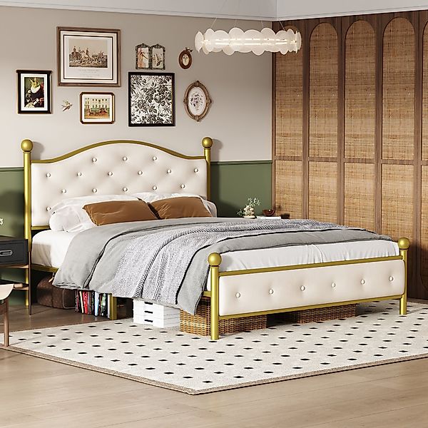 Flieks Metallbett, Doppelbett Polsterbett mit Lattenrost günstig online kaufen
