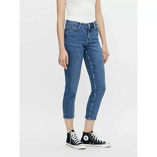 Pieces Lili Slim Mid Waist Crew Jeans XS Medium Blue Denim günstig online kaufen