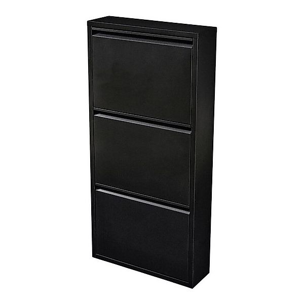 en.casa Schuhschrank »Sokndal« mit 3 Klappen Metall Schwarz günstig online kaufen
