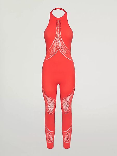 Wolford - Sporty Logo Net Jumpsuit, Frau, hibiscus, Größe: XS günstig online kaufen