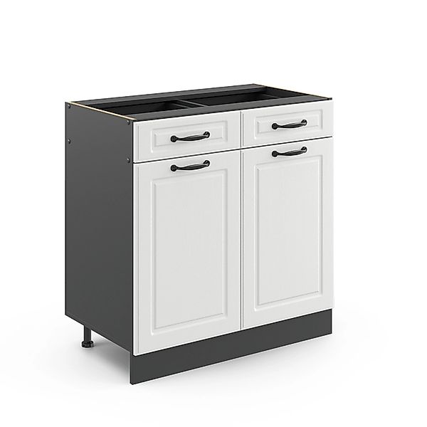 Vicco Küchenunterschrank R-Line Weiß Landhaus/Anthrazit 80 cm ohne Arbeitsp günstig online kaufen