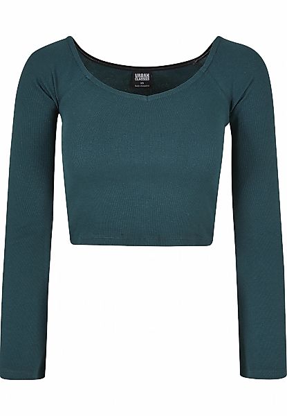 URBAN CLASSICS Langarmshirt "Urban Classics Damen Ladies Short Rib Wide V-N günstig online kaufen