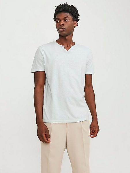 Jack & Jones T-Shirt Basic T-Shirt V-Neck Kurzarm mit Knöpfen JJESPLIT JJES günstig online kaufen