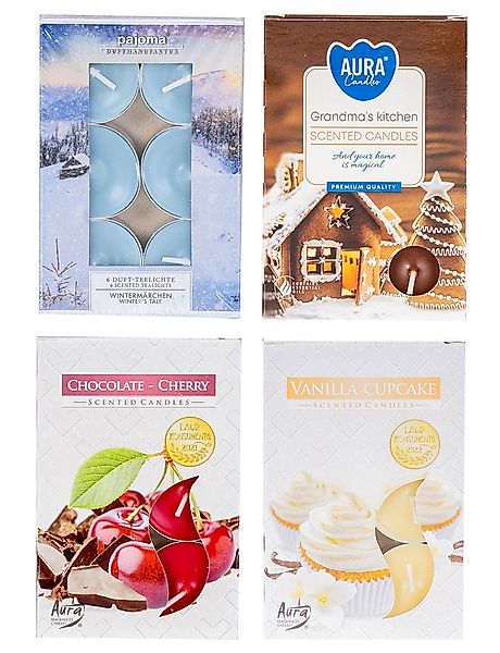 Levandeo® Duftkerze, 24 Kerzen 4x6 Stück Weihnachtsdüfte Weihnachtlich Duft günstig online kaufen
