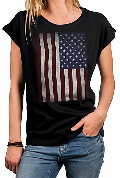 MAKAYA Print-Shirt Damen USA Flagge Vintage Amerika Fahne Tunika Top Sommer günstig online kaufen
