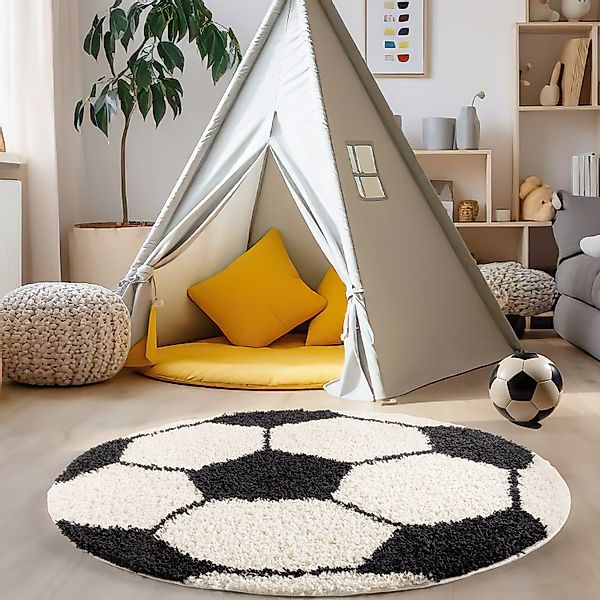 Carpettex Kinderteppich Fußball-Design, Rund, Höhe: 30 günstig online kaufen