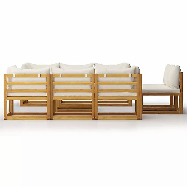 9-tlg. Garten-lounge-set Mit Auflagen Creme Massivholz Akazie günstig online kaufen