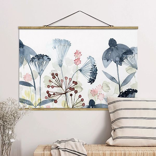 Stoffbild Blumen mit Posterleisten - Querformat Wildblumen Aquarell I günstig online kaufen
