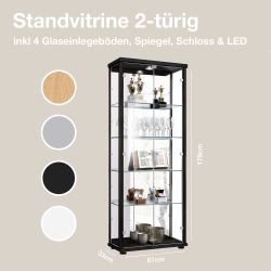 K-Möbel Glasvitrine C1084 (Glasvitrine (176x67x33 cm) günstig online kaufen