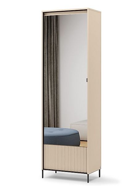 Compleo Kleiderschrank mit Spiegel, Modern Schrank Beige mit LED Beleuchtun günstig online kaufen