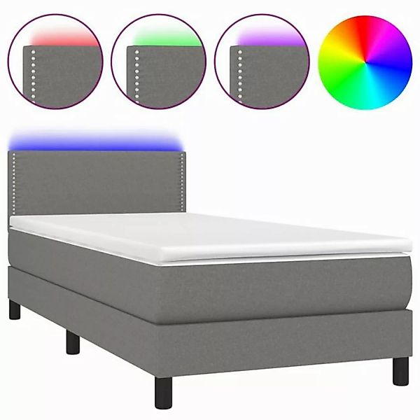 vidaXL Boxspringbett Boxspringbett mit Matratze LED Dunkelgrau 100x200 cm S günstig online kaufen