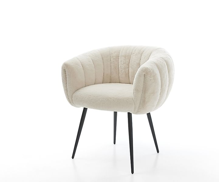 Esszimmerstuhl Jada-Flex Plüsch Creme-Weiß 4-Fuß konisch Schwarz Taschenfed günstig online kaufen