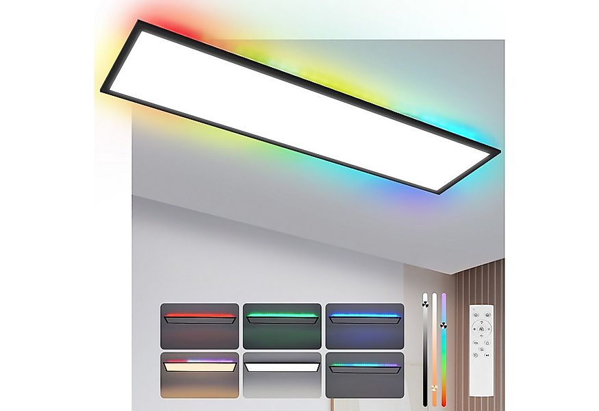 Nettlife LED Panel Deckenleuchte Dimmbar RGB 100x25 24W Backlight Tageslich günstig online kaufen