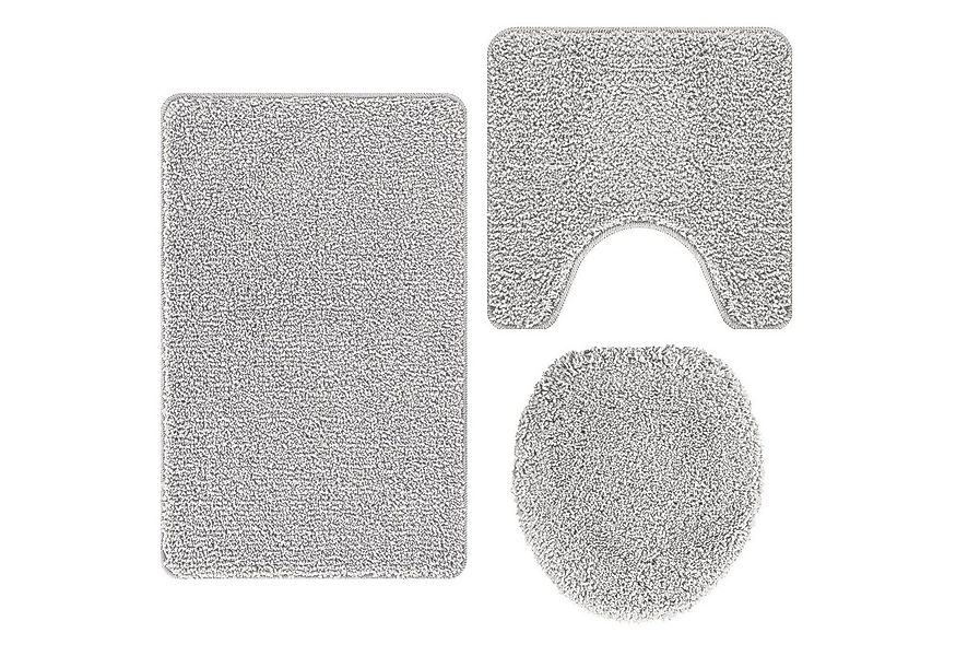 vidaXL Badematte 50 x 80 cm 3-teiliges Badezimmermatten-Set Grau Polypropyl günstig online kaufen