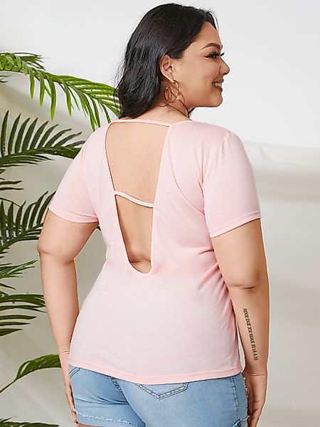 YOINS BASICS Plus Größe Rückenfreies Design Kurzarm T-Shirt günstig online kaufen