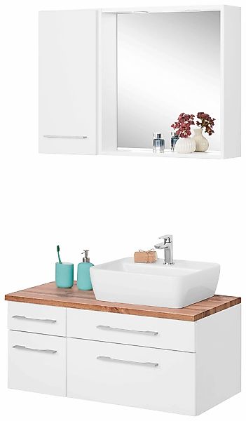welltime Badmöbel-Set "Davos" 3 Stk. tlg. mit 2 Touch-LED-Einbauleuchten günstig online kaufen