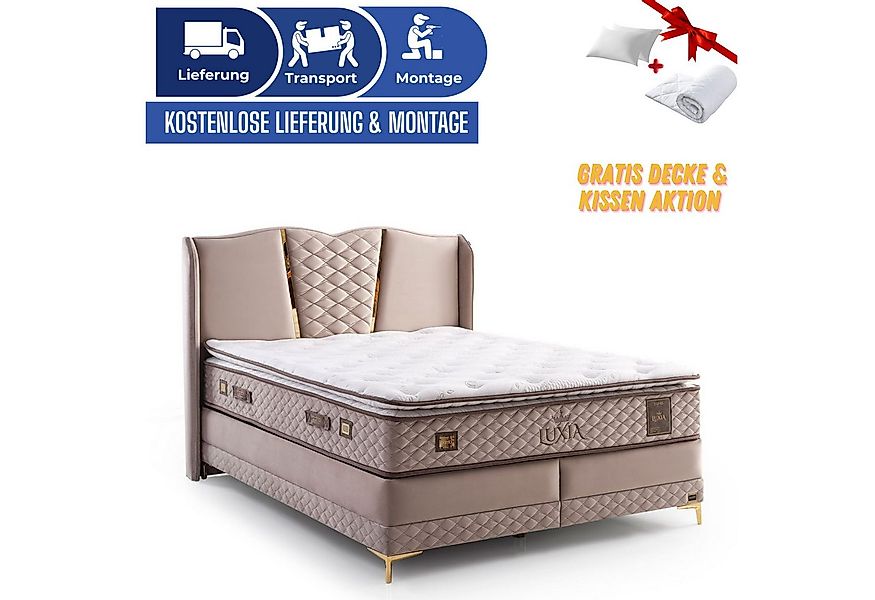 Bambi Boxspringbett mit Matratze mit Topper Polsterbett Hydraulisches Staur günstig online kaufen