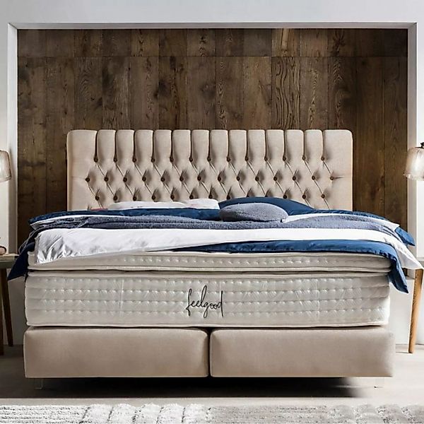 BettCo Boxspringbett Chester (in Beige Samt, 160 x 200 cm), Kostenloser Auf günstig online kaufen