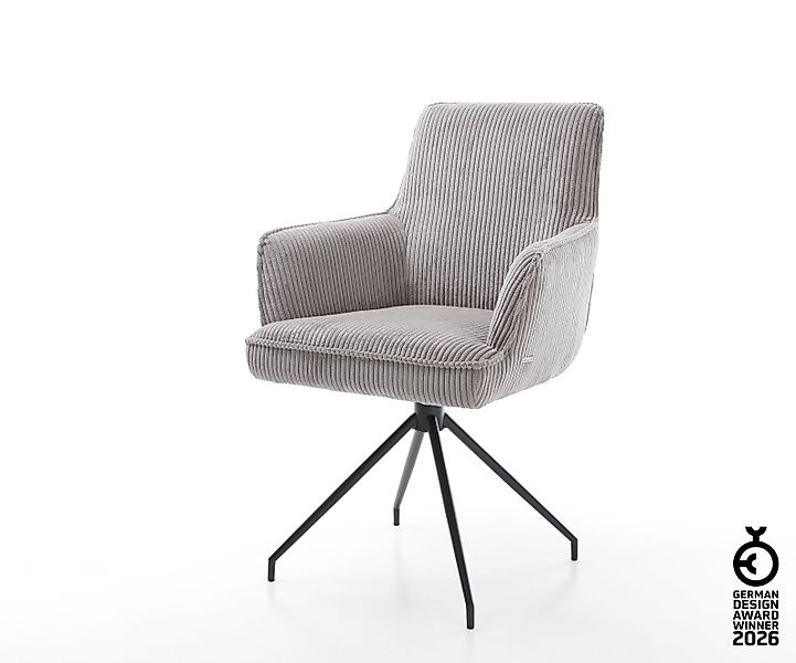 Drehstuhl Heira-Flex mit Armlehnen Cord Silbergrau Kreuzgestell konisch Sch günstig online kaufen