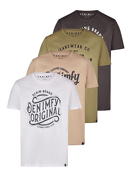 DENIMFY Tshirt Herren Baumwolle Regular Fit DFNuri 4er Pack Set günstig online kaufen