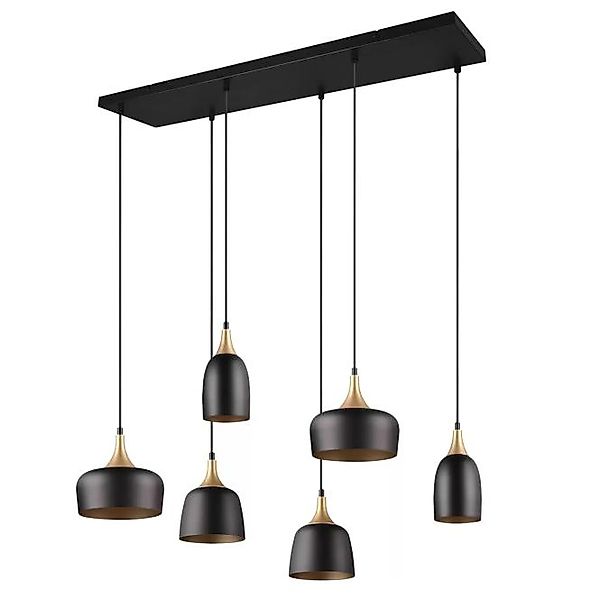 Pendelleuchte 6xE14 Goldfarbig 1 Stück Metall Schwarz, Gelb günstig online kaufen