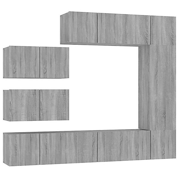 furnicato TV-Schrank 8-tlg. TV-Schrank-Set Grau Sonoma Holzwerkstoff (1-St) günstig online kaufen