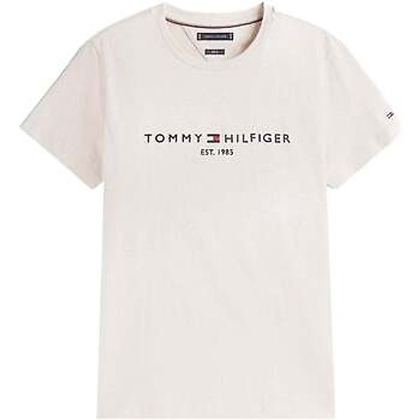 Tommy Hilfiger  T-Shirt Slim Logo Embroidery T-Shirt Heathered Oatmilk günstig online kaufen