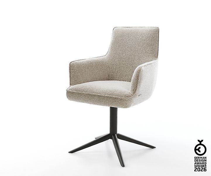 Drehstuhl Heira-Flex mit Armlehnen Webstoff Soft Beige Fußkreuz Schwarz 360 günstig online kaufen