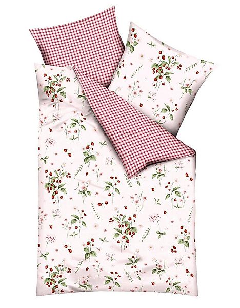 Kaeppel Wendebettwäsche 135x200cm Walderdbeeren Rot Rosa, Microfaser, 2 tei günstig online kaufen