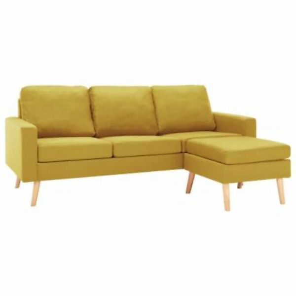 vidaXL 3-Sitzer-Sofa mit Hocker Gelb Stoff Sofa gelb günstig online kaufen
