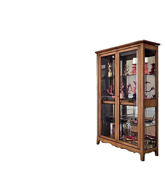 JVmoebel Vitrine Massivholz Vitrinen Glas Schrank Echtholz Vitrine Wohnzimm günstig online kaufen
