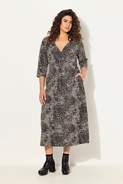 Ulla Popken Jerseykleid Jersey-Maxikleid Animal A-Linie günstig online kaufen