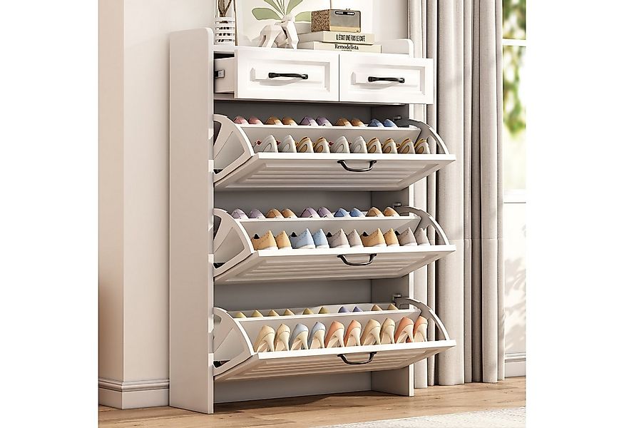 IDEASY Schuhschrank Schuhschrank mit 3 Klappen und 2 Schubladen aus Holz (3 günstig online kaufen