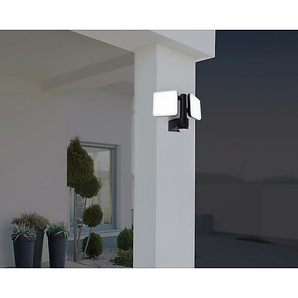 Näve LED-Wand-Außenleuchte Jaro II mit 360° Bewegungsmelder Schwarz günstig online kaufen