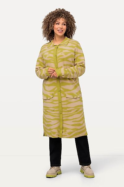 Ulla Popken Strickjacke Strickjacke Zebramuster Hemdkragen günstig online kaufen