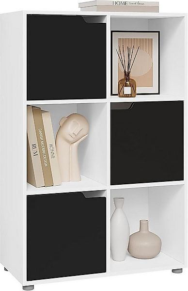 Woltu Bücherregal, 1-tlg., Standregal mit 3 Türen, MDF, 6 Fächer, Anti-Kipp günstig online kaufen