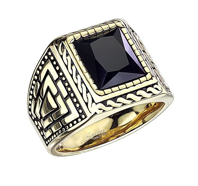 Taffstyle Fingerring Massiver Herren Edelstahl Ring vergoldet XXL schwarzer günstig online kaufen