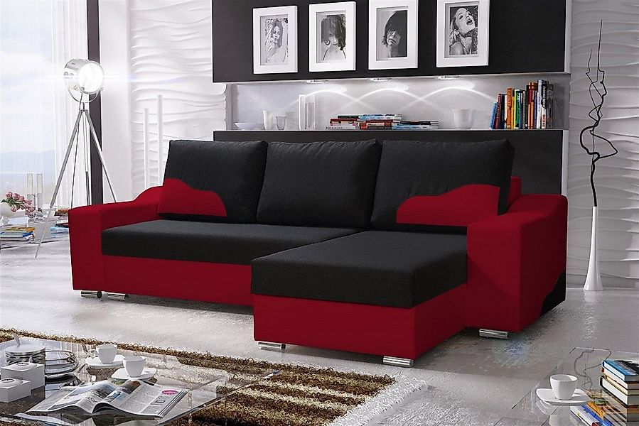 Fun Möbel Ecksofa Ecksofa Designersofa COLLIN mit Ottomane, 2 x Bettkasten günstig online kaufen