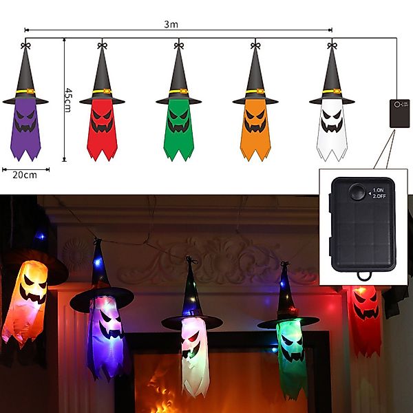MUPOO Dekohänger Halloween LED-Lichterkette Geister 45cm günstig online kaufen