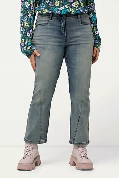 Ulla Popken 5-Pocket-Jeans Jeans Mandy Farbspritzer Ziernaht weites Bein günstig online kaufen