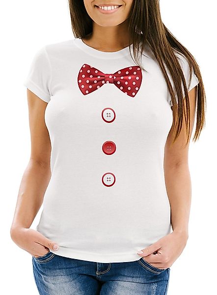 MoonWorks Print-Shirt Damen T-Shirt Fliege Knöpfe günstig online kaufen