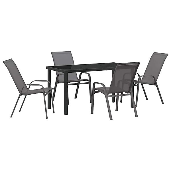 vidaXL 5-Teiliges Garten-Essgruppen-Set mit Grauem Textilene und Stahl 3379 günstig online kaufen