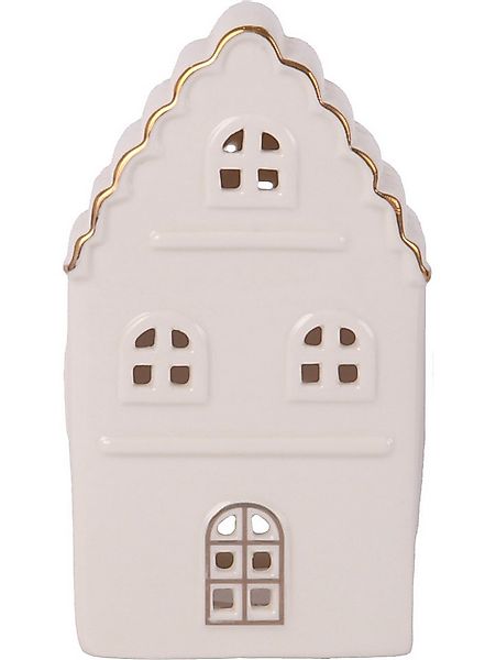 Trend Line Windlicht Windlicht Haus Keramik 15 x 9 cm weiß gold günstig online kaufen