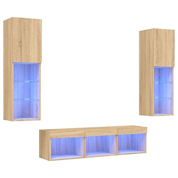 VidaXL 5-tlg. Wohnwand mit LED-Beleuchtung Sonoma-Eiche Holzwerkstoff  Mode günstig online kaufen