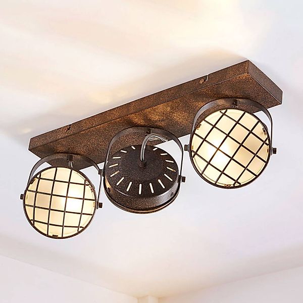 Lindby Strahler Tamin, 48 cm, rostfarben, 3-flammig, Glas günstig online kaufen