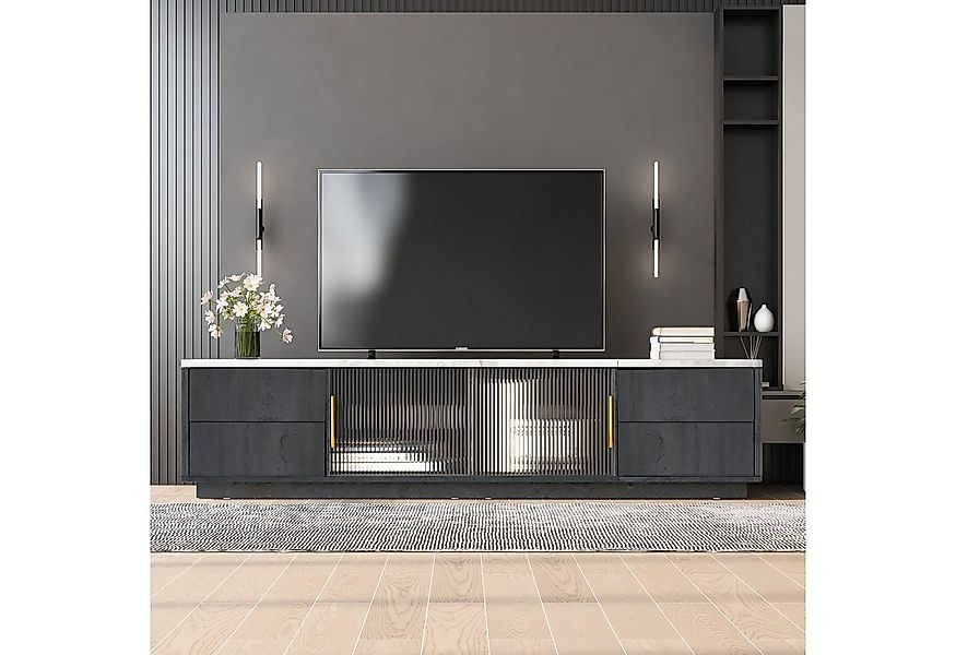 YVMOOEC TV-Schrank 160m Deluxe TV Stand, marmorierte Tischplatte, großer Ra günstig online kaufen