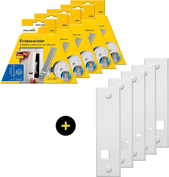 SCHELLENBERG Einlass-Gurtwickler Unterputz, inkl. Abdeckplatte weiß, Set, 5 günstig online kaufen