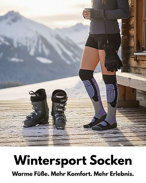 sockenkauf24 Skisocken Merino Damen 2 Paar Ski Kniestrümpfe Merinowolle (6- günstig online kaufen