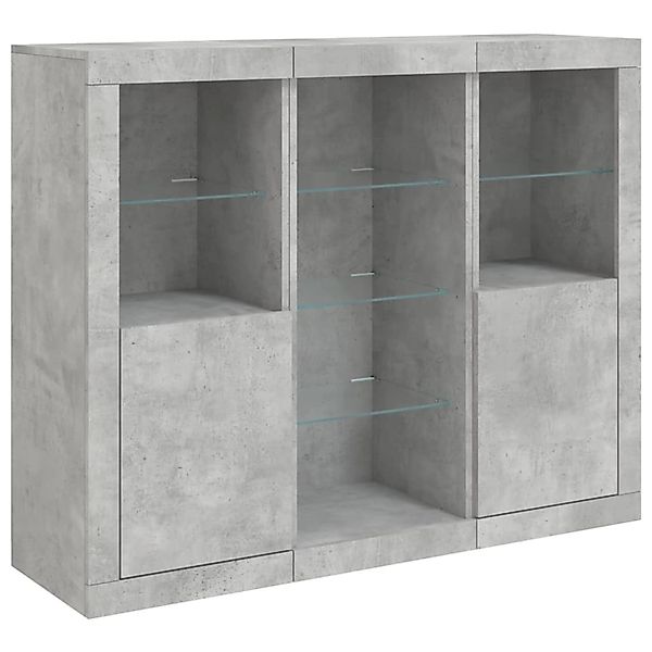vidaXL Sideboards mit LED-Leuchten 3 Stk Betongrau Holzwerkstoff 3209124 günstig online kaufen